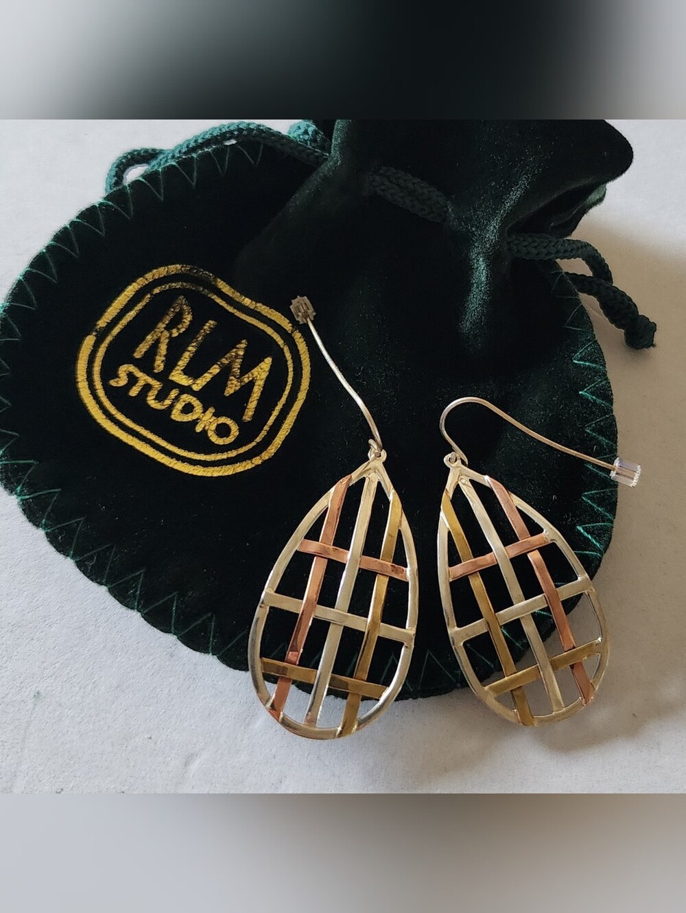Vintage RLM Studio French Wire Earrings Sterling Brass Copper New In Box!